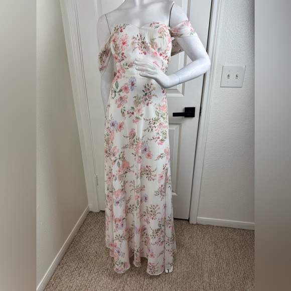 JJ’S HOUSE  Off the Shoulder Floor-Length Chiffon Bridesmaid Dress Size 22 #356 - Picture 3 of 16